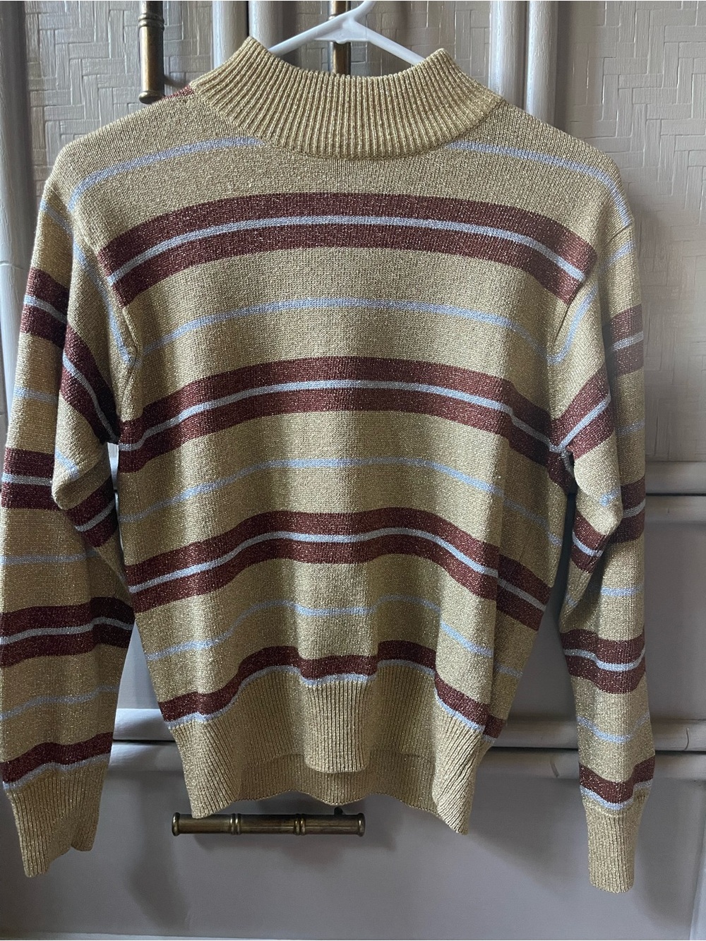 Vintage Metallic Striped Sweater